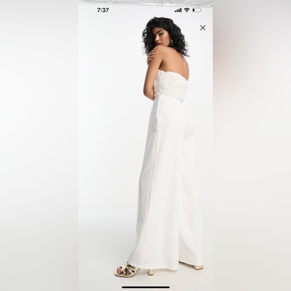 ASOS White Strapless Jumpsuit